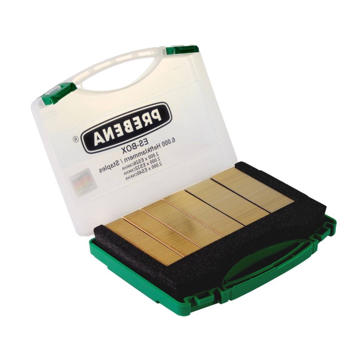 Prebena ES Box CNKHA Heftklammern Typ ES aus Stahl verzinkt geharzt galvanisiert - 6000 Stück, verschiedene Längen