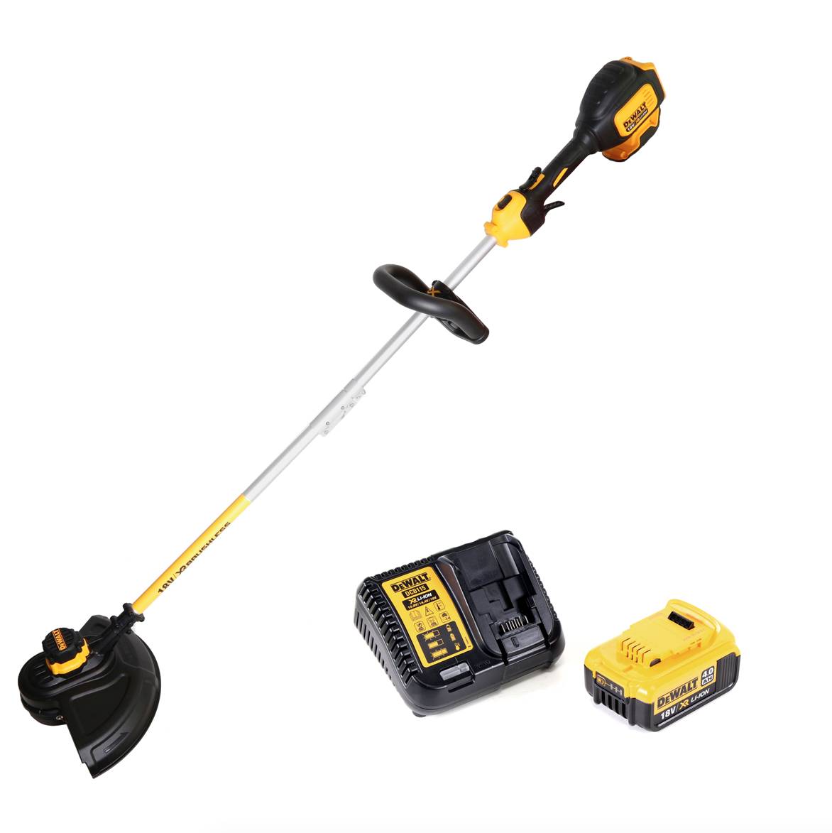 Dewalt DCM 561 PBS 18 V Brushless Li-Ion Akku Rasentrimmer mit geteilter Welle + 1x DCB 182 18V - 4 Ah Li-Ion Akku + Ladegerät