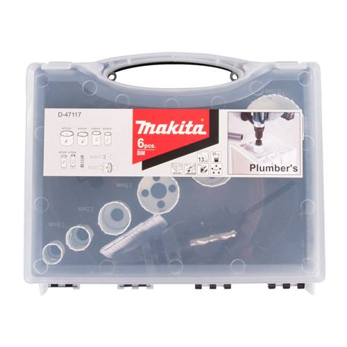 MAKITA D-47117 - HSS-BiM Lochsägen-Set Sanitär (9-teilig | inkl. 2x Adapter, Zentrierbohrer, Auswurffeder & Koffer)