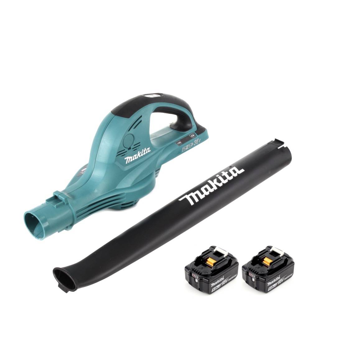 Makita DUB 361 T 2x 18 V / 36 V Akku Laubbläser Gebläse + 2x Makita BL 1850 5 Ah / 5000 mAh Akku