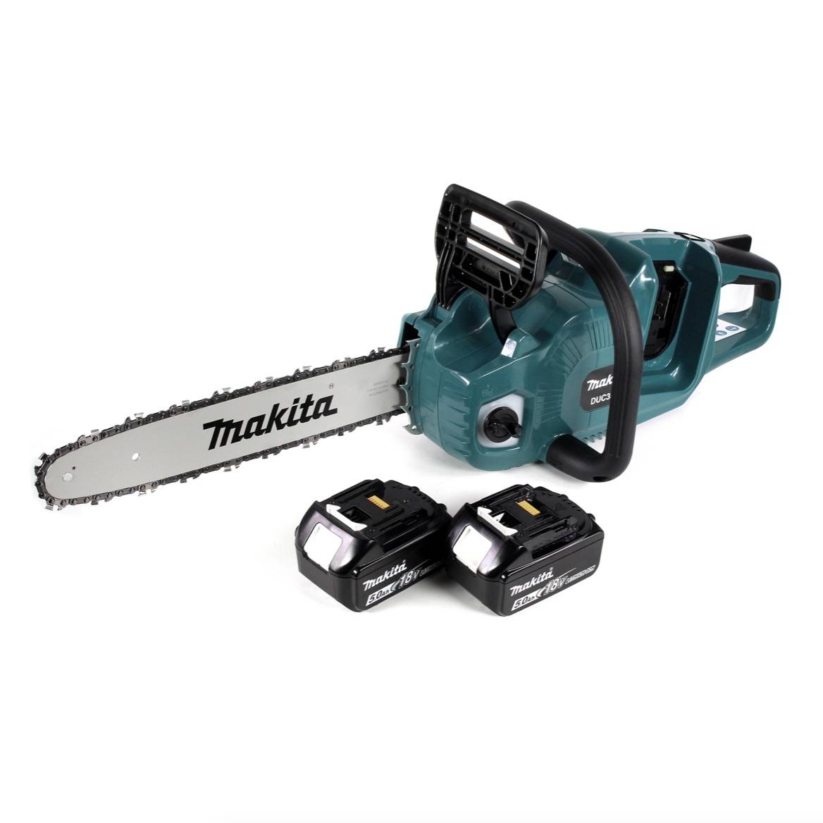 Makita DUC 355 T2 Akku Kettensäge 36V ( 2x18V ) Brushless 35 cm + 2x 5,0 Ah Akku - ohne Ladegerät
