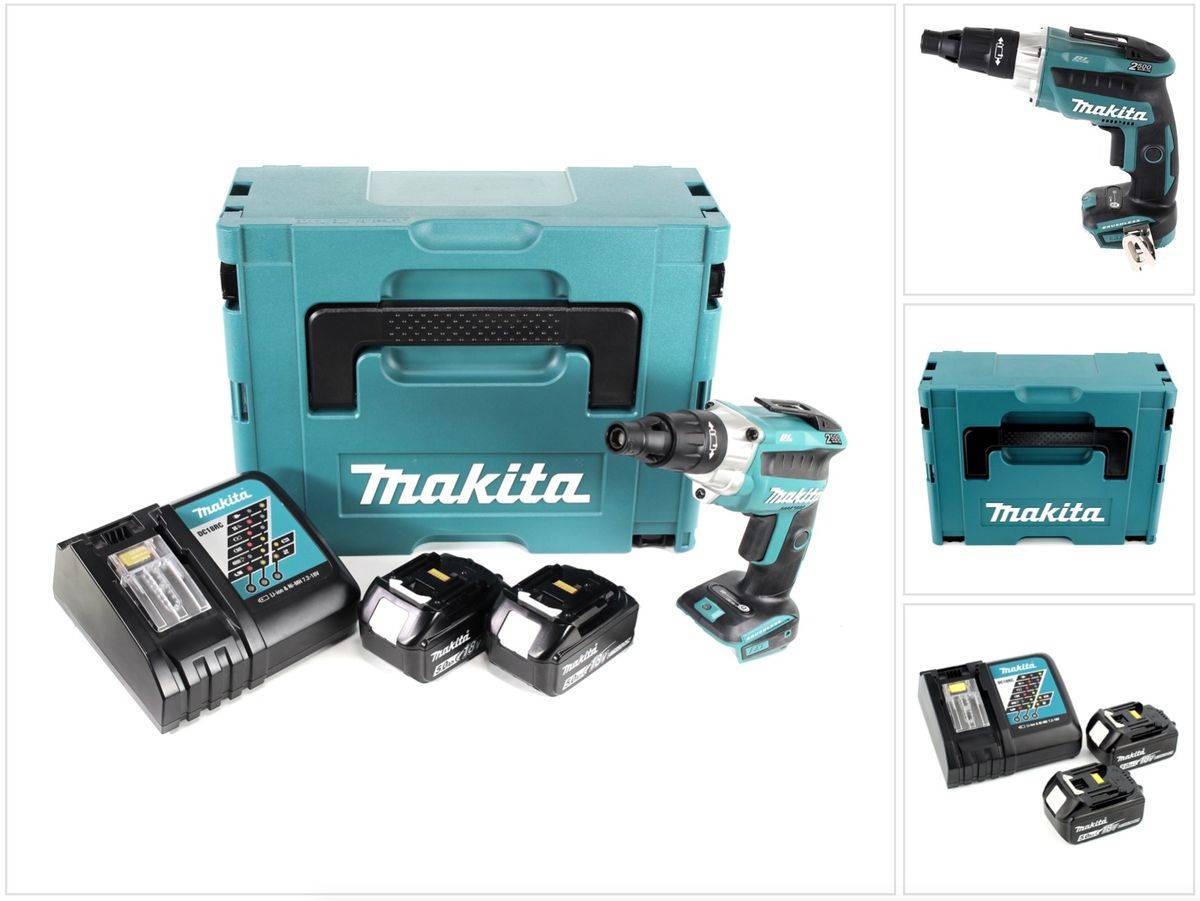 Makita DFS 251 RTJ Akku Trockenbauschrauber 18V Brushless + 2x Akku 5,0Ah + Ladegerät + Makpac