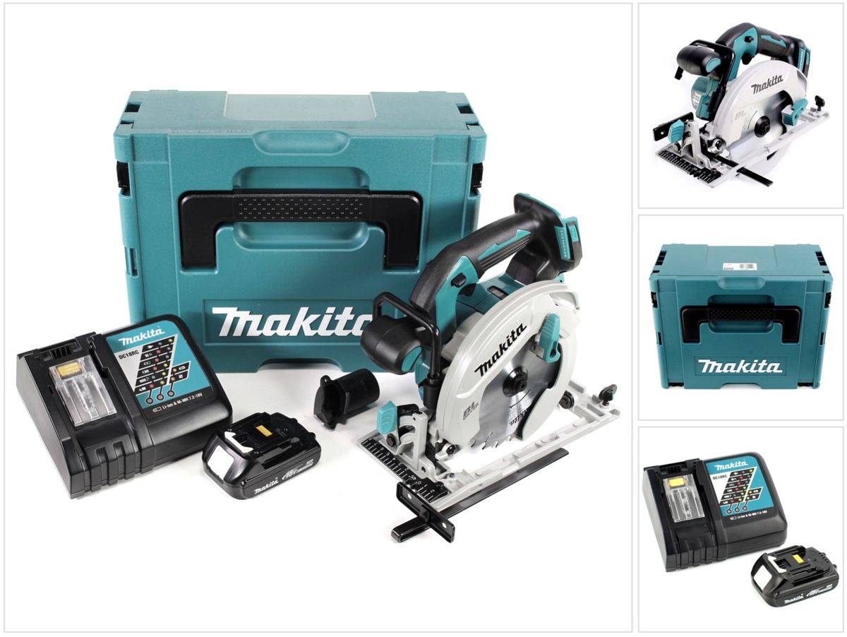 Makita DHS 680 RY1J Akku Handkreissäge 18 V 165 mm Brushless + 1x Akku 1,5 Ah + Ladegerät + Makpac