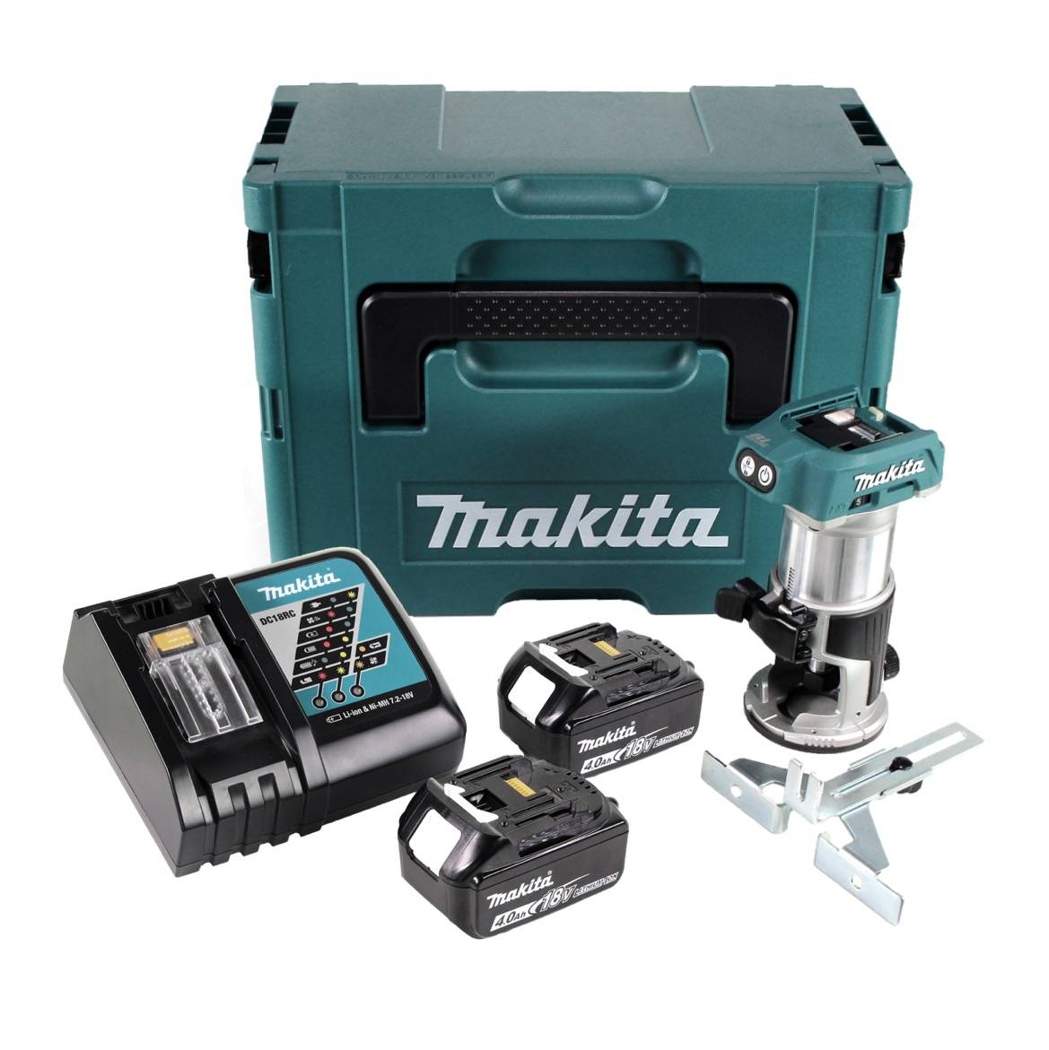 Makita DRT 50 RMJ Akku Multifunktionsfräse brushless 18V + 2x Akkus 4,0 Ah + Schnellladegerät im Makpac 3