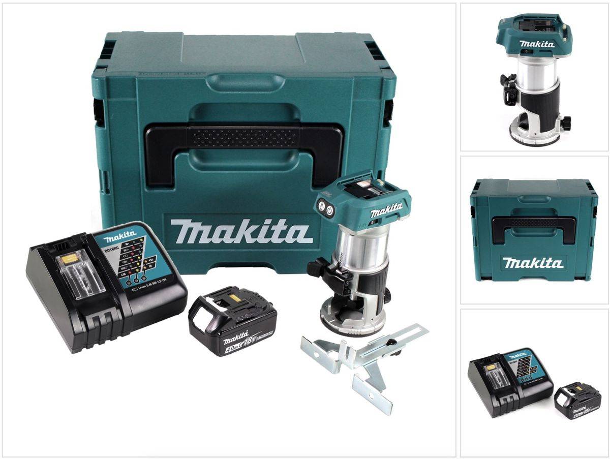 Makita DRT 50 RM1J Akku Multifunktionsfräse brushless 18V + 1x Akku 4,0 Ah + Schnellladegerät im Makpac 3