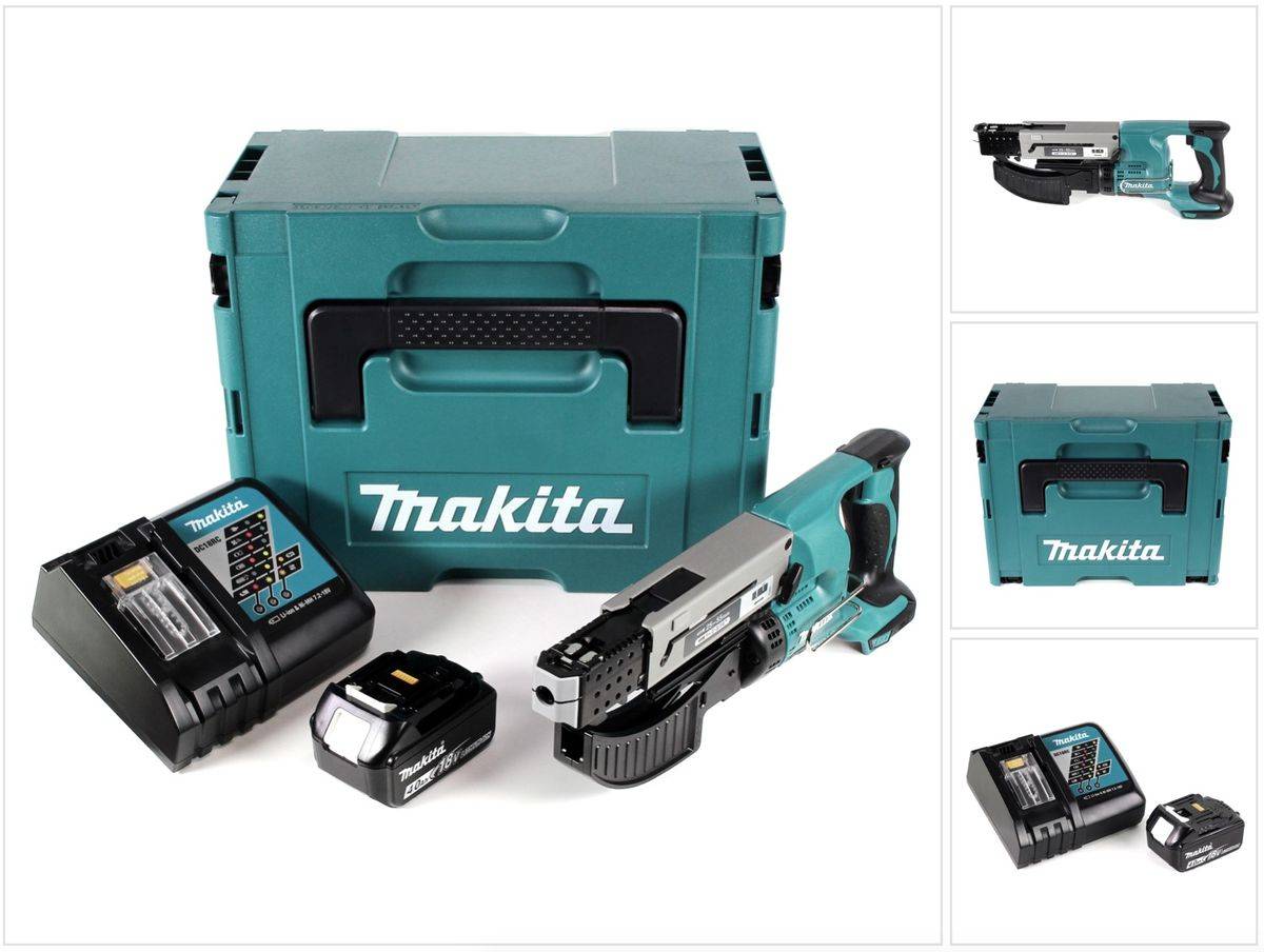 Makita DFR 550 RM1J Akku Magazinschrauber 18V 25-55mm + 1x Akku 4,0Ah + Ladegerät + Makpac