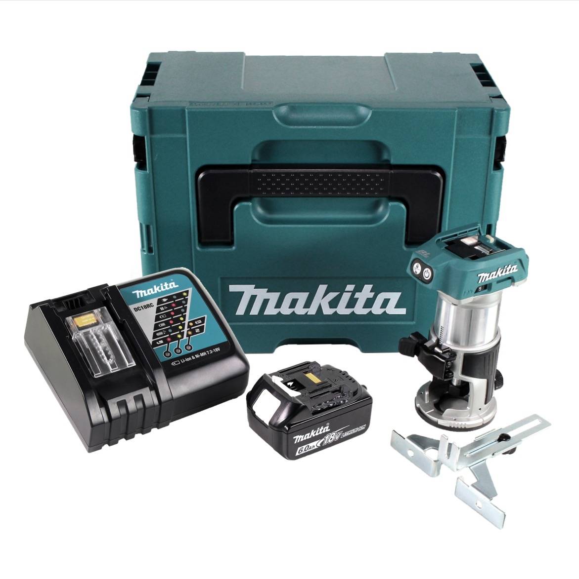 Makita DRT 50 RG1J Akku Multifunktionsfräse brushless 18V + 1x Akku 6,0 Ah + Schnellladegerät im Makpac 3