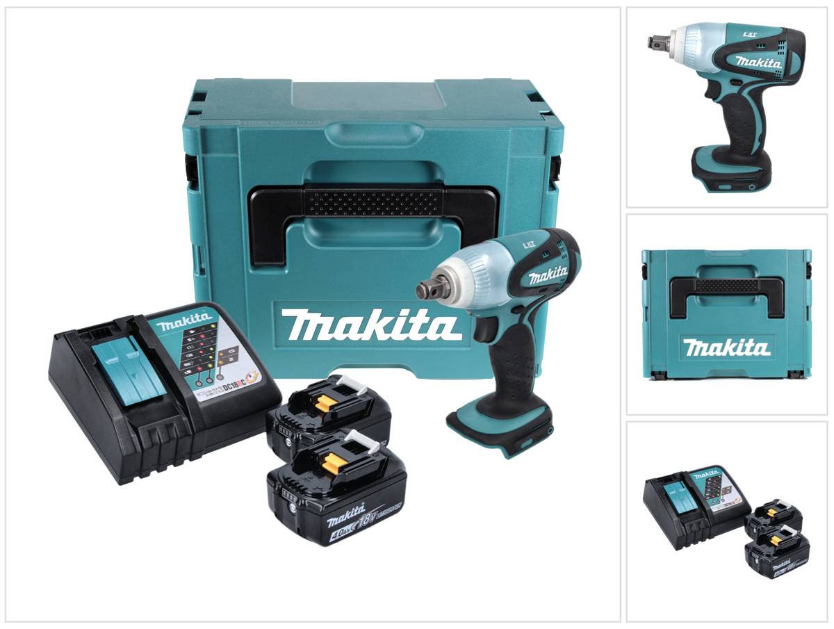 Makita DTW 251 RMJ Akku Schlagschrauber 18 V 230 Nm 1/2" + 2x Akku 4,0 Ah + Ladegerät + Makpac