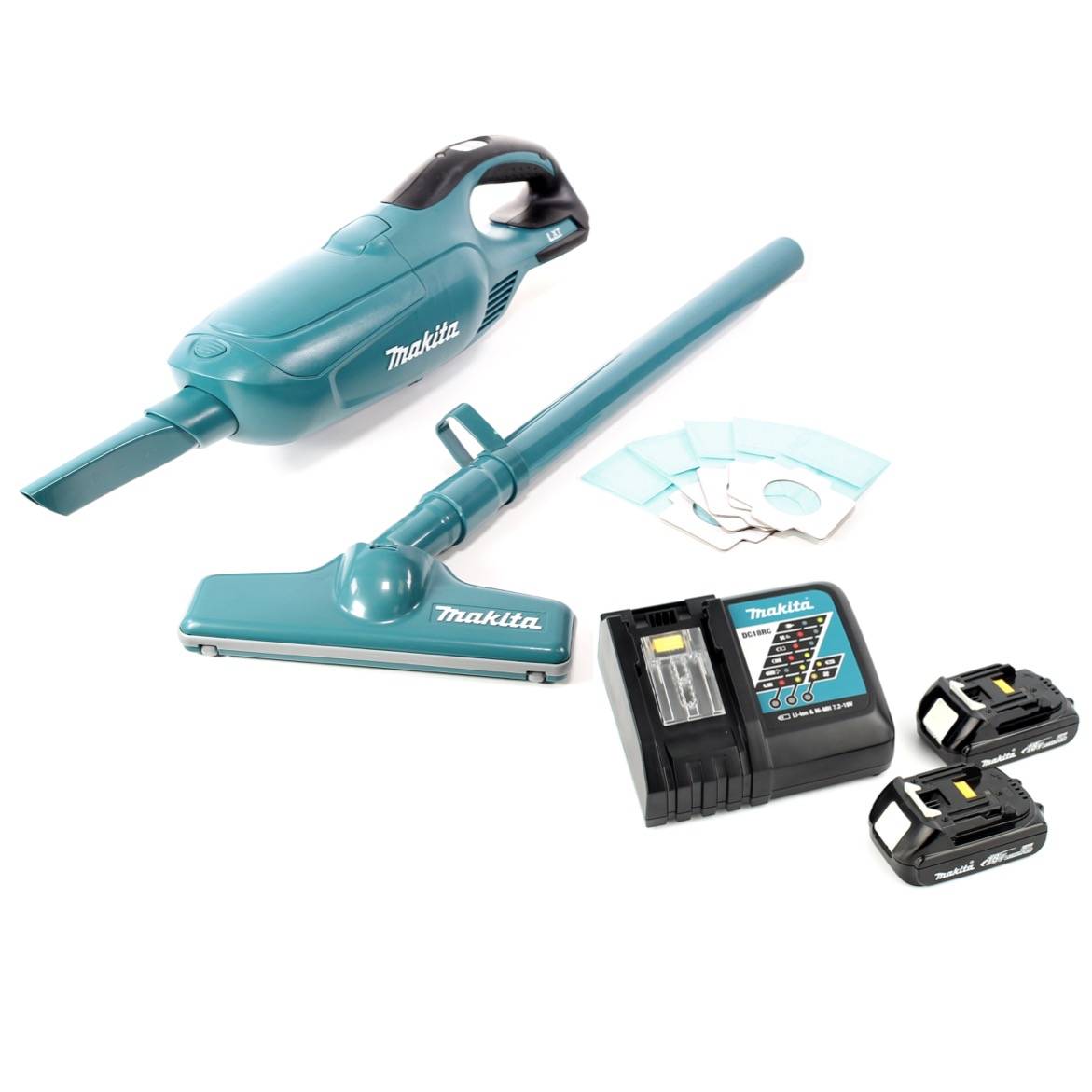 Makita DCL 182 RY Akku Staubsauger 18 V + 2x Akku 1,5 Ah + Ladegerät
