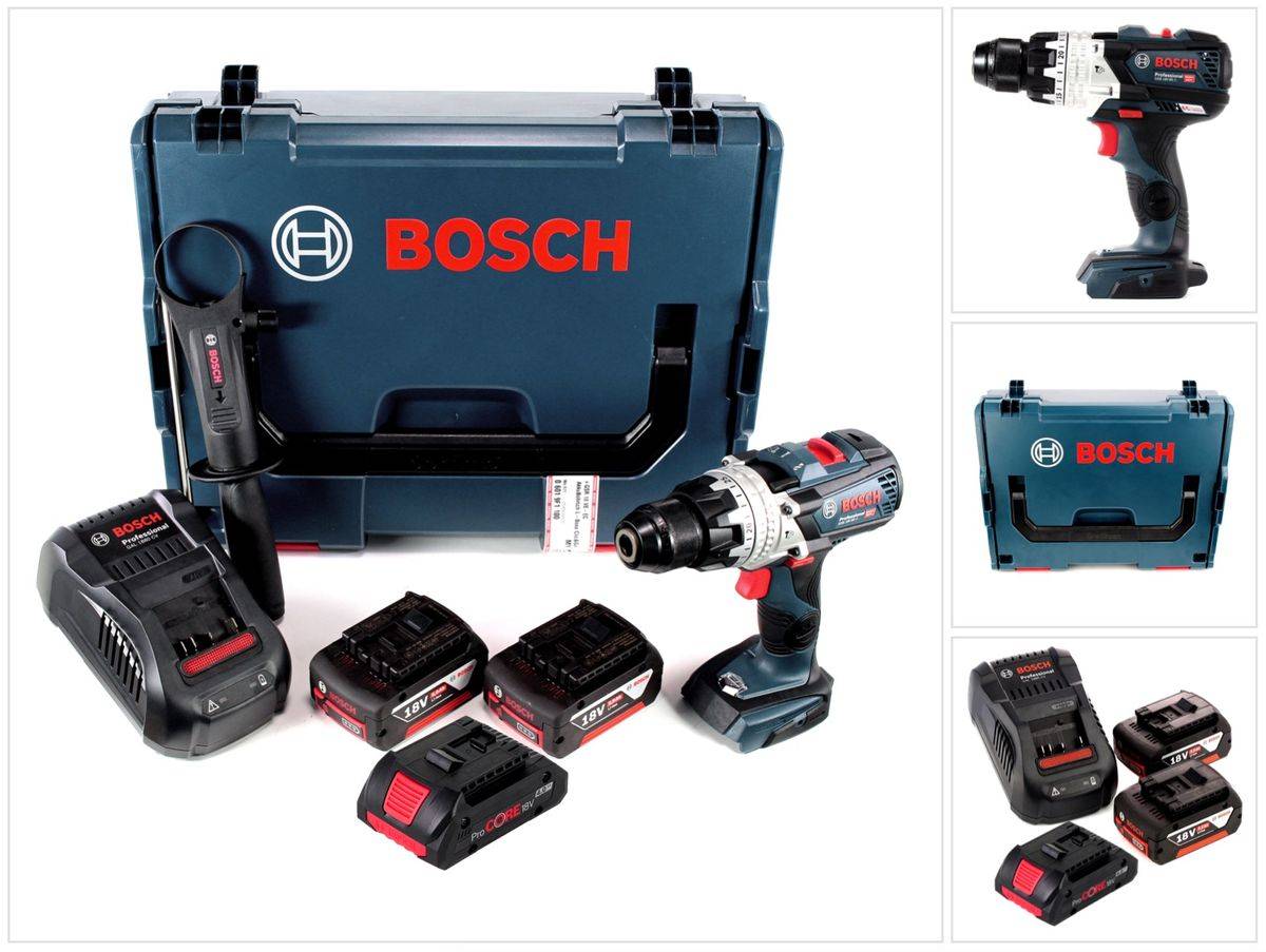 Bosch GSB 18V-85 C Akku Schlagbohrschrauber 18V 85Nm 1/2" Brushless + 2x Akku 5,0Ah + 1x ProCore Akku 4,0Ah + Ladegerät + L-Boxx