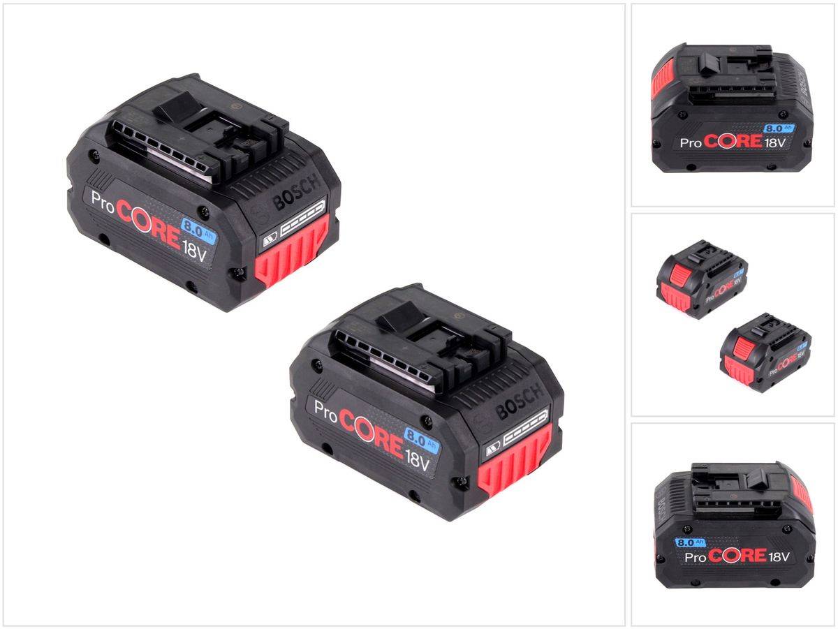 Bosch Set 2x ProCORE 18 V 8,0 Ah Professional Li-Ion Einschub Akku GBA ( 1600A016GK )