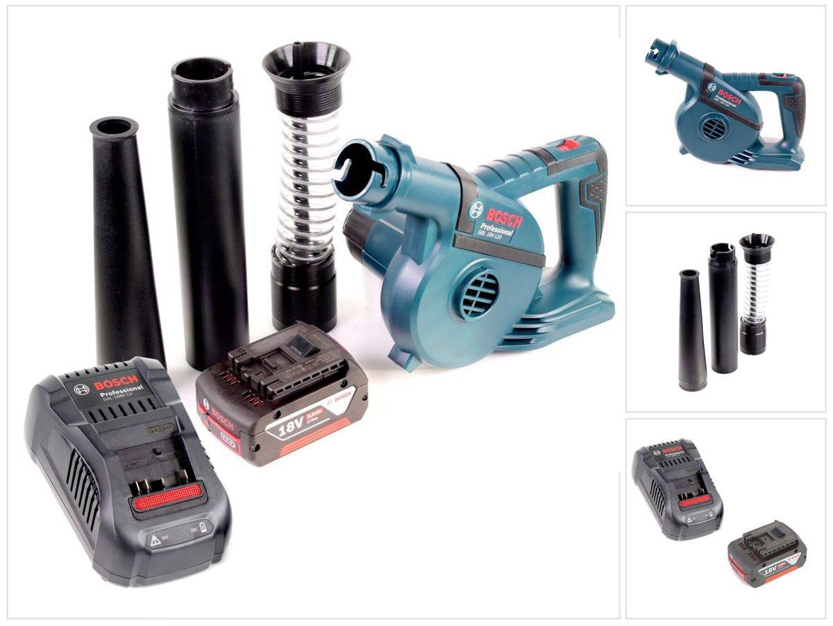 Bosch GBL 18 V-120 Akku Gebläse Laubbläser mit 1x Bosch GBA 18V 5,0 Ah Akku + GAL 1880 CV Ladegerät