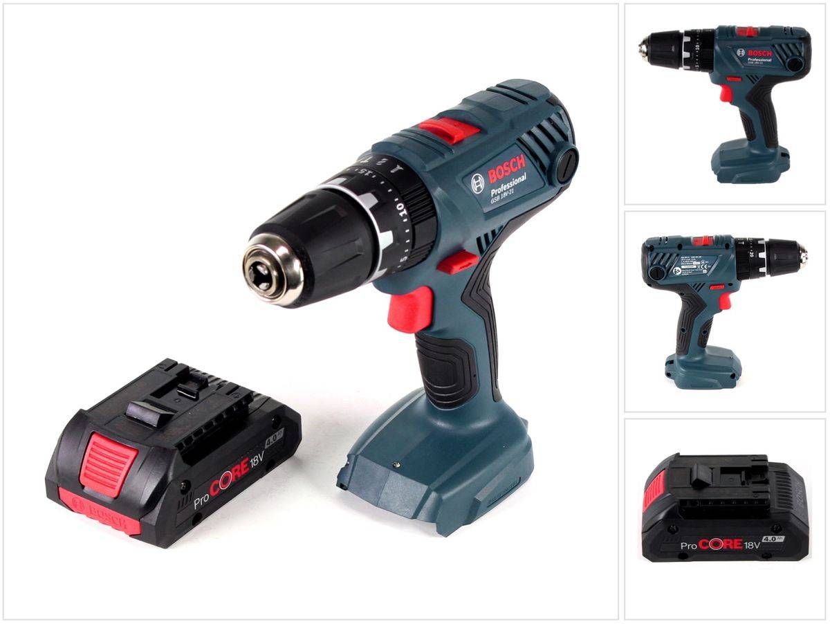 Bosch Professional GSB 18V-21 Akku Schlagbohrschrauber 18V 55Nm + 1x Akku ProCORE 4,0Ah - ohne Ladegerät