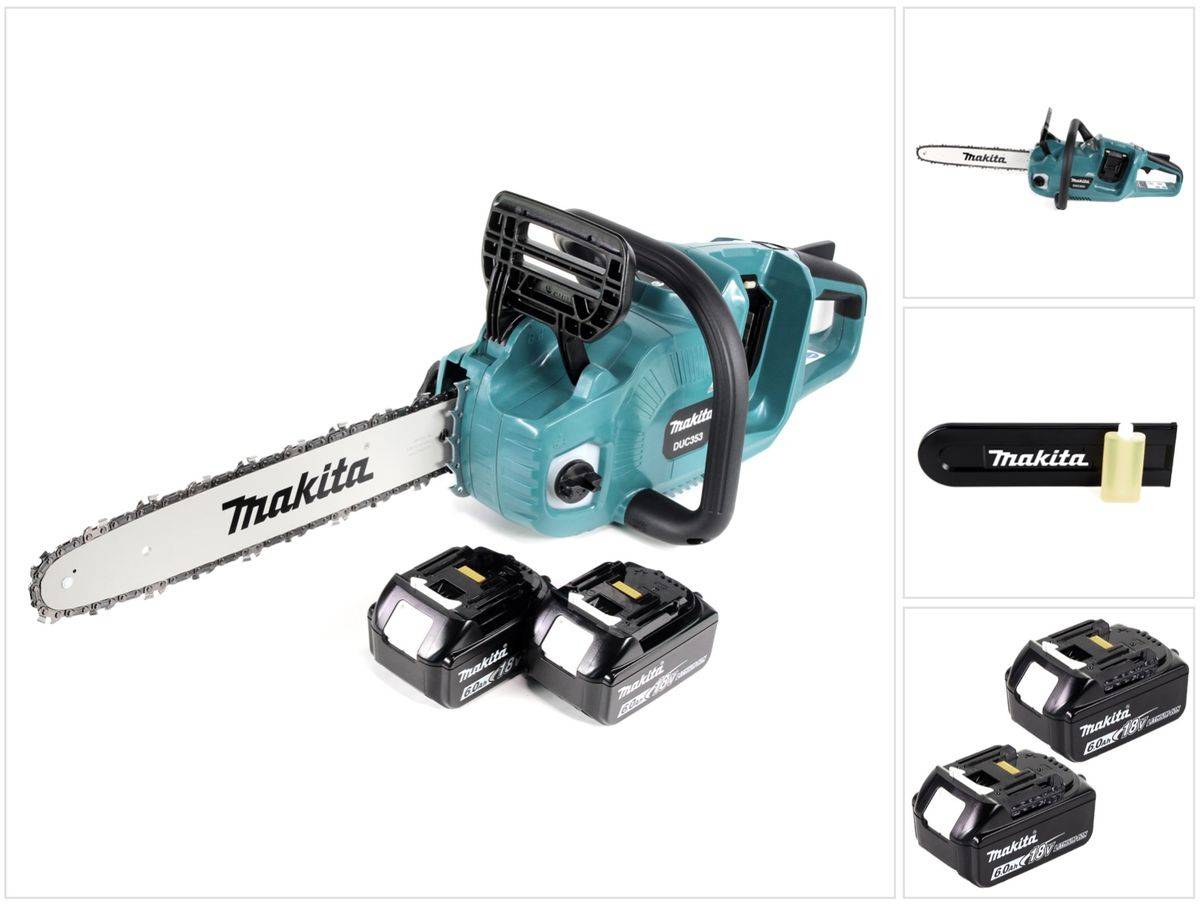 Makita DUC 353 G2 Akku Kettensäge 36V ( 2x18V ) Brushless 35 cm + 2x 6,0 Ah Akku - ohne Ladegerät