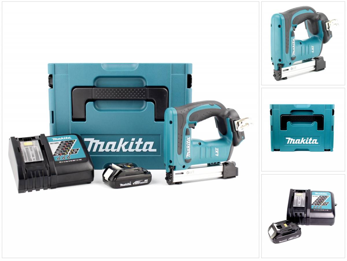 Makita DST 221 RY1J 18 V Li-Ion Akku Tacker im MAKPAC inkl. BL 1815 N Akku + Ladegerät