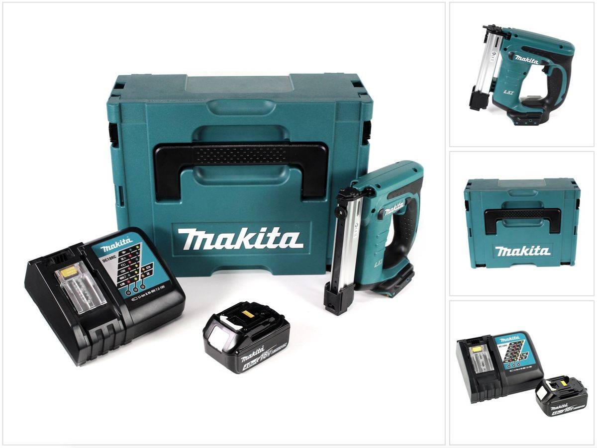 Makita DST 221 RM1J 18 V Li-ion Akku Tacker im Makpac + 1x BL 1840 B 4,0 Ah Li-Ion Akku + DC 18 RC Ladegerät