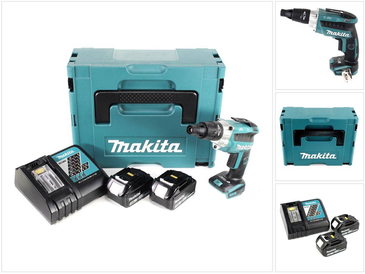 Makita DFS 251 RFJ 18 V Li-Ion Trockenbauschrauber Brushless im Makpac mit 2x 3,0 Ah Akku und Ladegerät
