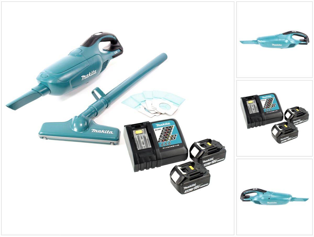 Makita DCL 182 RF Akku Staubsauger 18 V + 2x Akku 3,0 Ah + Ladegerät