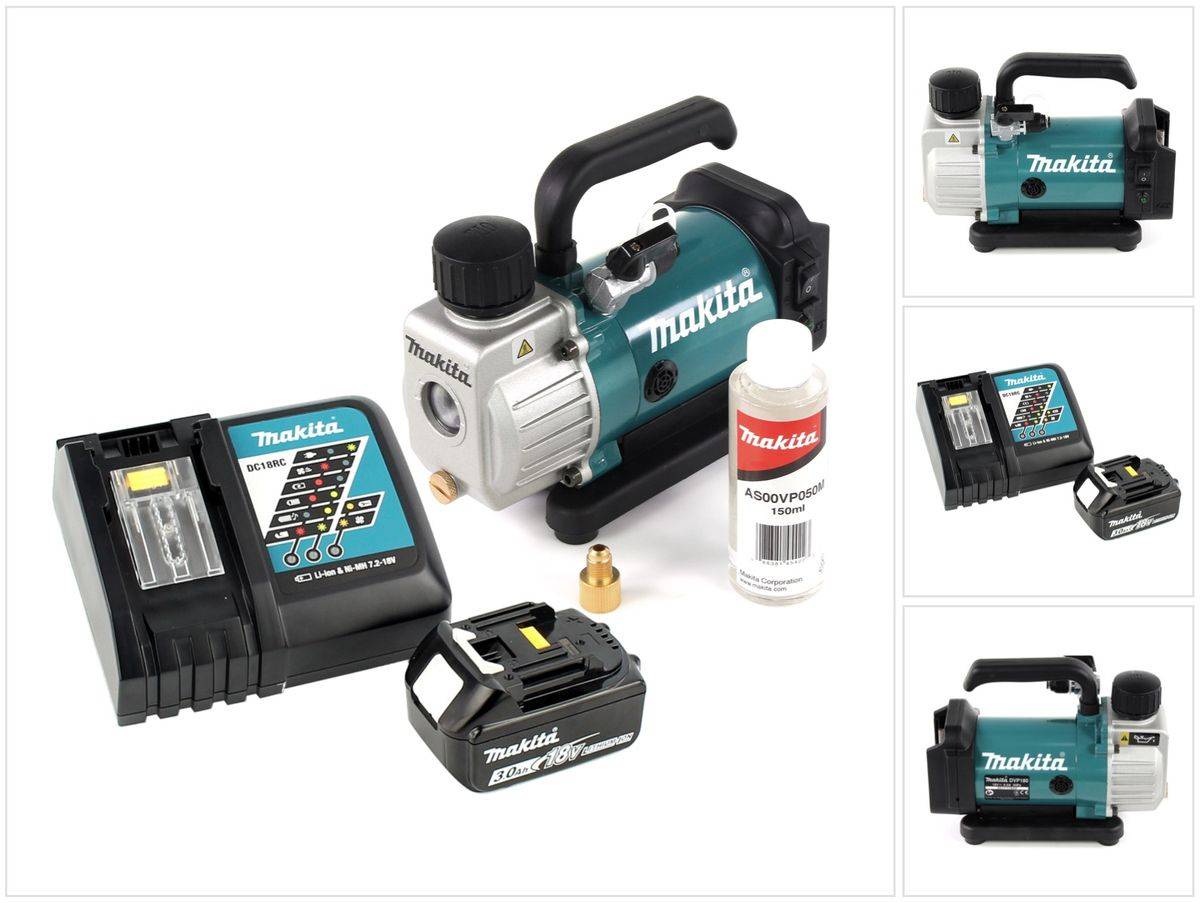 Makita DVP 180 RF1 18V Akku Vakuumpumpe + 1x BL 1830 3,0 Ah Akku + DC 18 RC Ladegerät