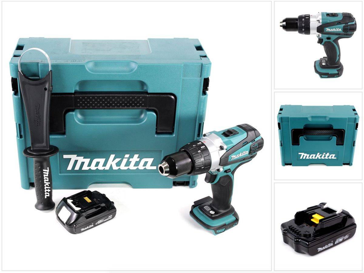 Makita DDF 458 Y1J 18V Akku Bohrschrauber 91 Nm im Makpac mit 1x BL1815N 1,5 Ah Akku