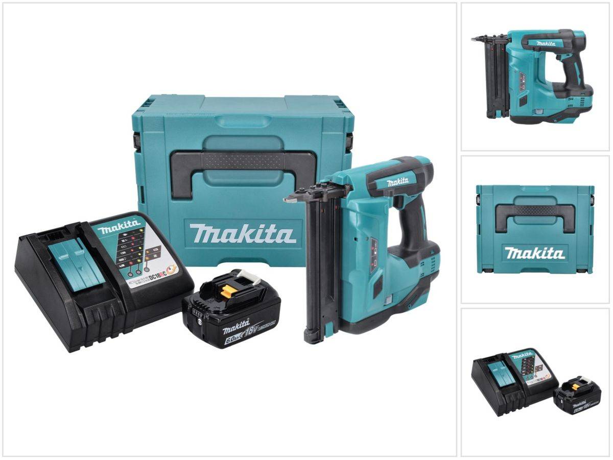 Makita DBN 500 RG1J Akku Stauchkopfnagler 18 V 15-50 mm + 1x Akku 6,0 Ah + Ladegerät + Makpac