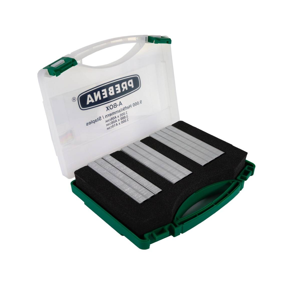 Prebena A-BOX CNK Heftklammern Typ A aus Stahl verzinkt galvanisiert - 9.000 Stück, verschiedene Längen