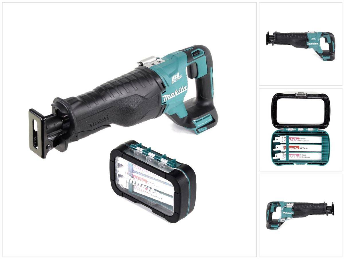 Makita DJR 187 Z Akku Reciprosäge 18 V Brushless Säbelsäge Solo + Reciprosägeblatt Sortiment ( P-81290 ) - ohne Akku, ohne Ladegerät