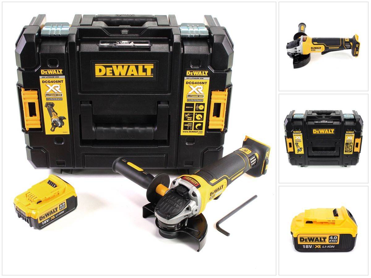 DeWalt DCG 406 NT Akku Winkelschleifer 18V 125mm Brushless + 1x Akku 4,0Ah + TSTAK - ohne Ladegerät