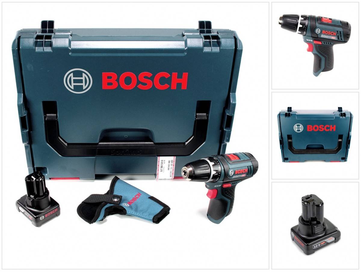 Bosch GSR 12V-15 Professional Akku Bohrschrauber 12 V 30 Nm + 1x Akku 6,0 Ah + L-Boxx - ohne Ladegerät