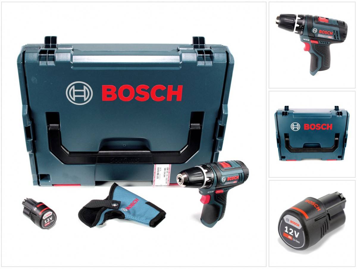 Bosch GSR 12V-15 Professional Akku Bohrschrauber 12 V 30 Nm + 1x Akku 3,0 Ah + L-Boxx - ohne Ladegerät