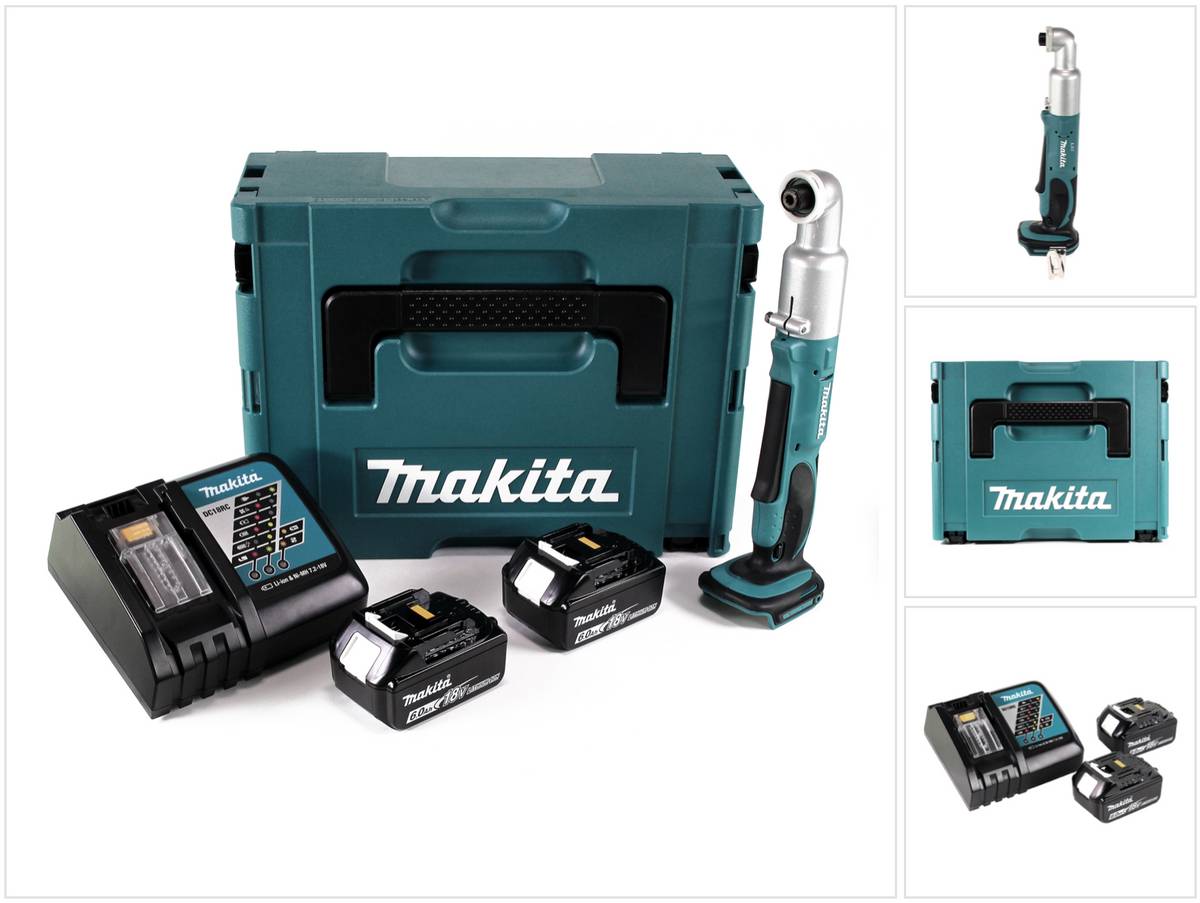 Makita DTL 061 RGJ Akku Winkelschlagschrauber 18V 1/4" 60Nm + 2x Akku 6,0Ah + Ladegerät + Makpac