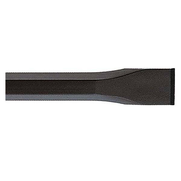 Schwarzes Werkzeug mit flacher, sich verjüngender Klinge, die sich horizontal erstreckt.