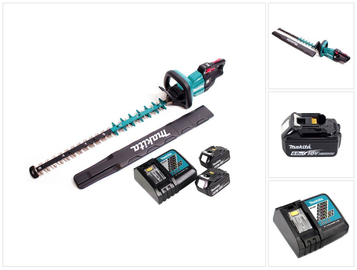 Makita DUH 751 RG Akku Heckenschere 18V 75 cm Brushless + 2x Akku 6,0Ah + Ladegerät