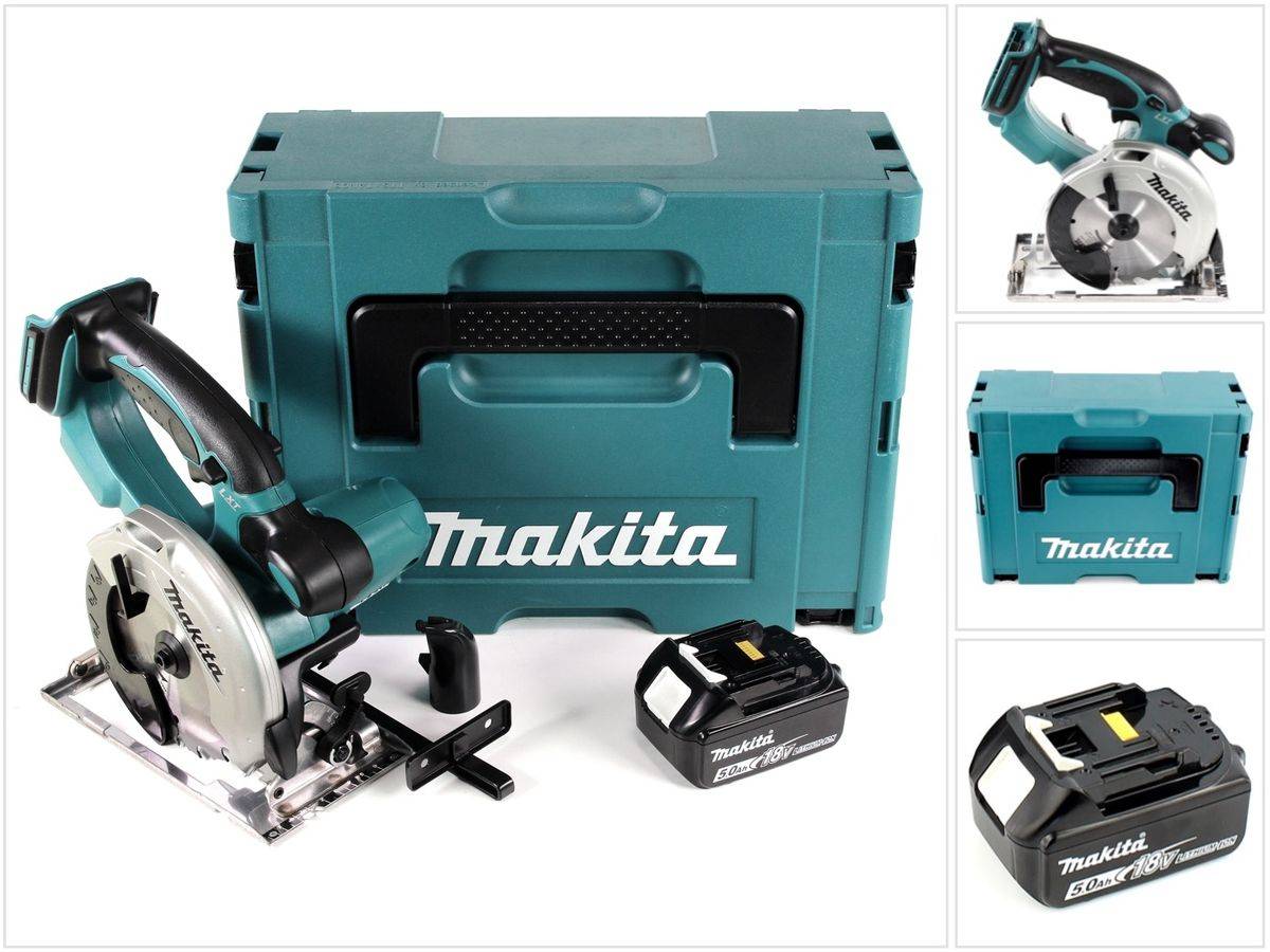 Makita DSS 501 T1J 18V 136 mm Li-ion Akku Handkreissäge im Makpac + 1x 5,0 Ah Akku - ohne Ladegerät