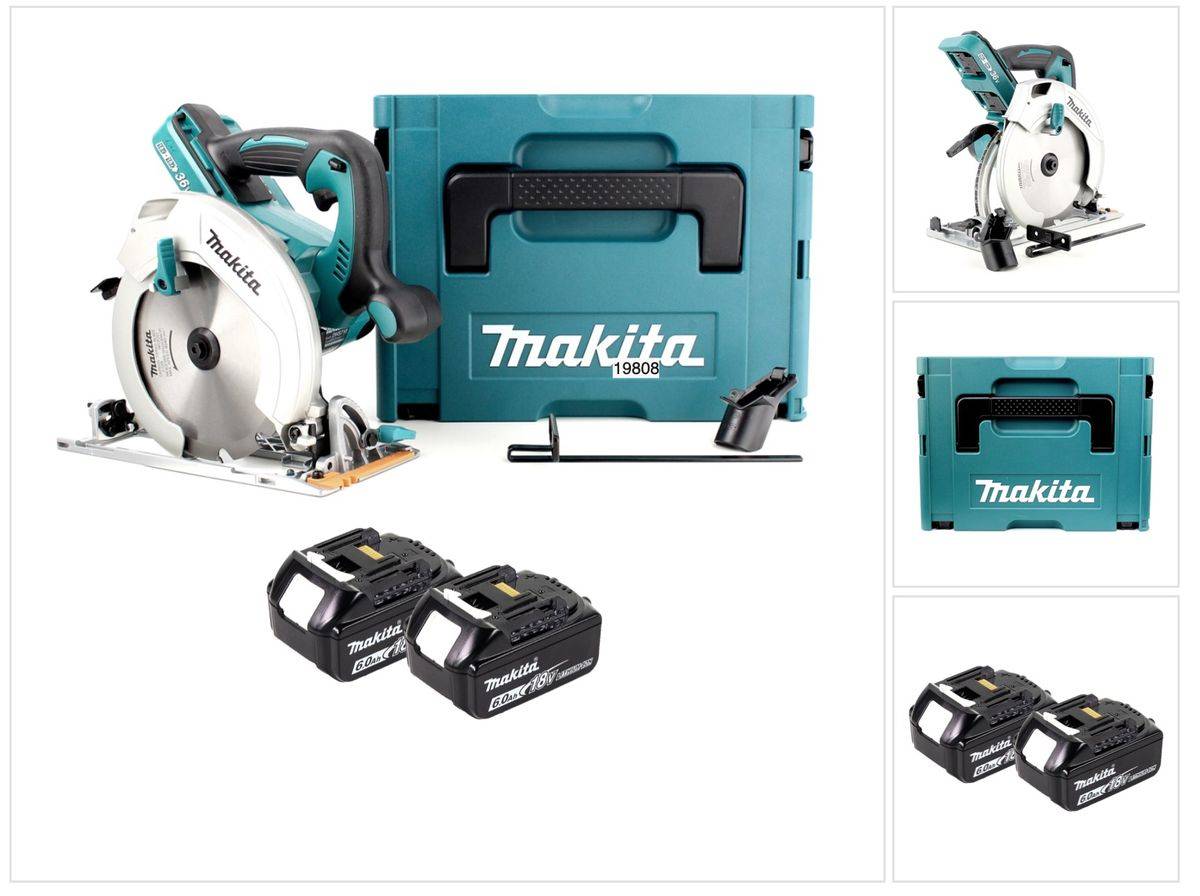 Makita DHS 710 GJ Akku Handkreissäge 36V (2x 18V) 190x30mm + 2x Akku 6,0Ah + Makpac - ohne Ladegerät