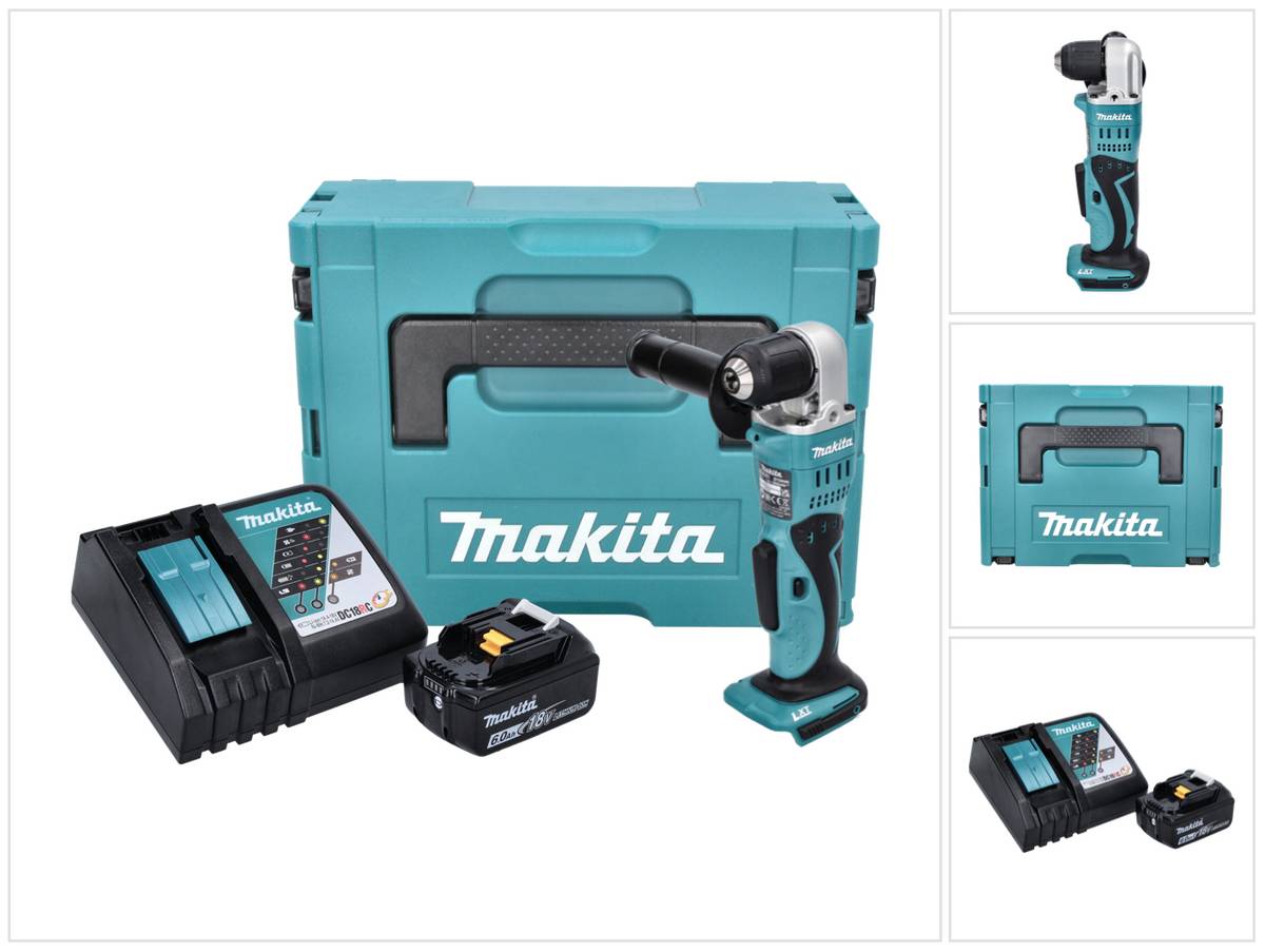 Makita DDA 351 RG1J Akku Winkelbohrmaschine 18 V 13,5 Nm + 1x Akku 6,0 Ah + Ladegerät + Makpac