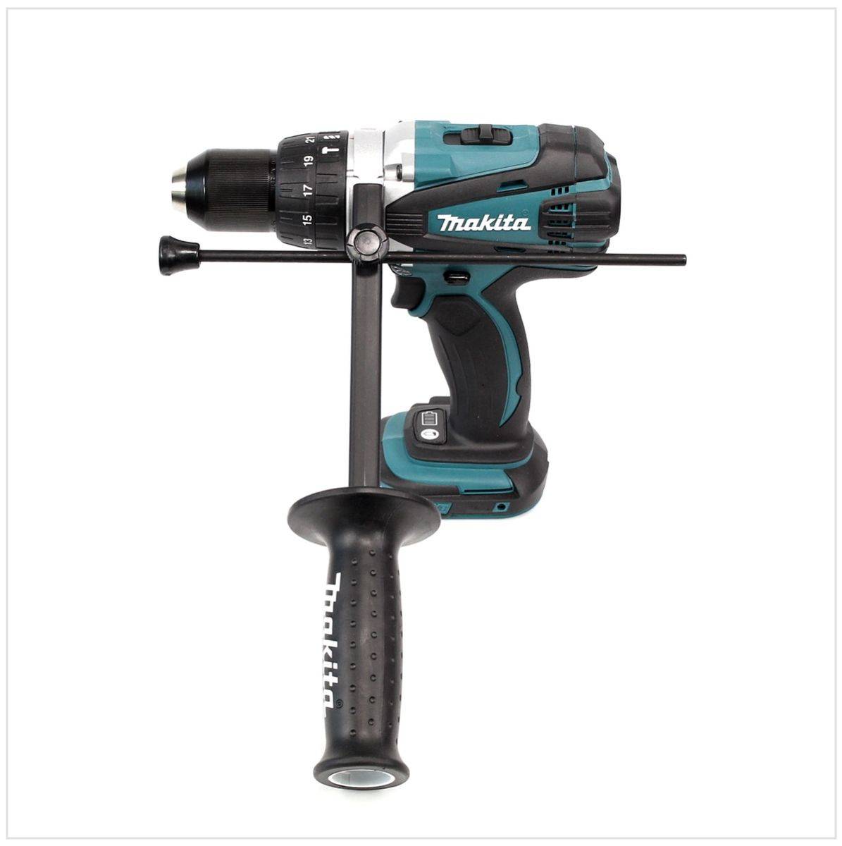 Makita DHP 458 SAJ Akku Schlagbohrschrauber 18 V 91 Nm + 2x Akku 2,0 Ah + Ladegerät + Makpac