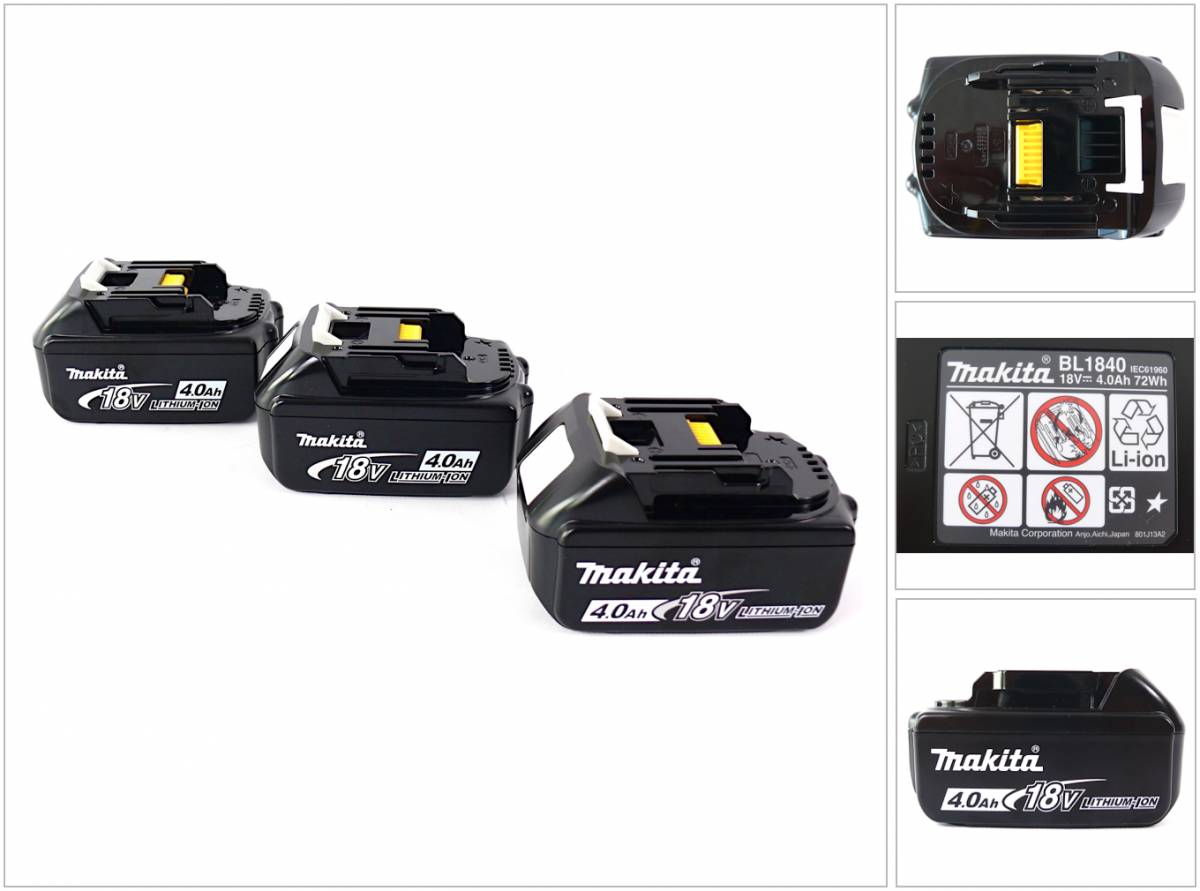 Makita BL 1840 B 18 V - 4,0 Ah Li-Ion Akku 3er Pack