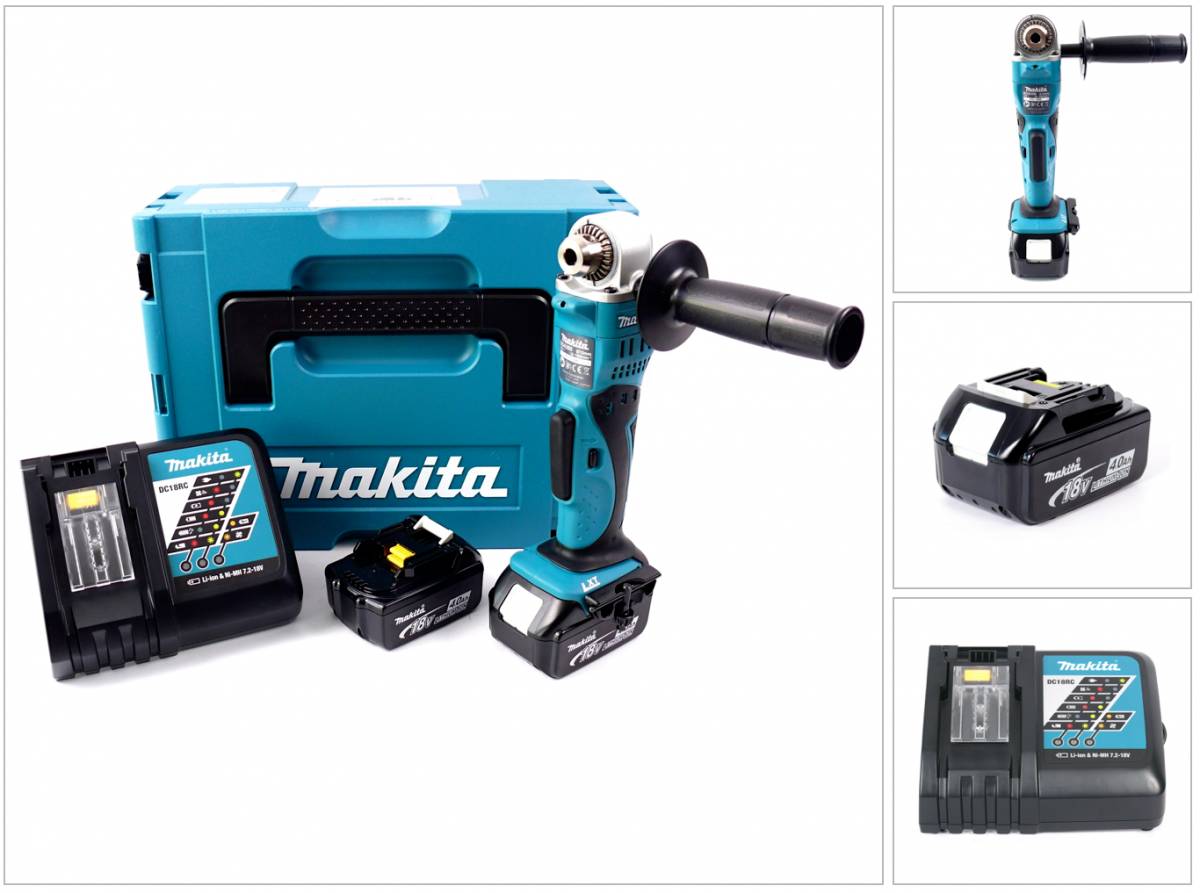 Makita DDA 350 RMJ 18 V Akku Winkelbohrschrauber mit 2x 4,0 Ah Akku, Schnellladegerät im MAKPAC