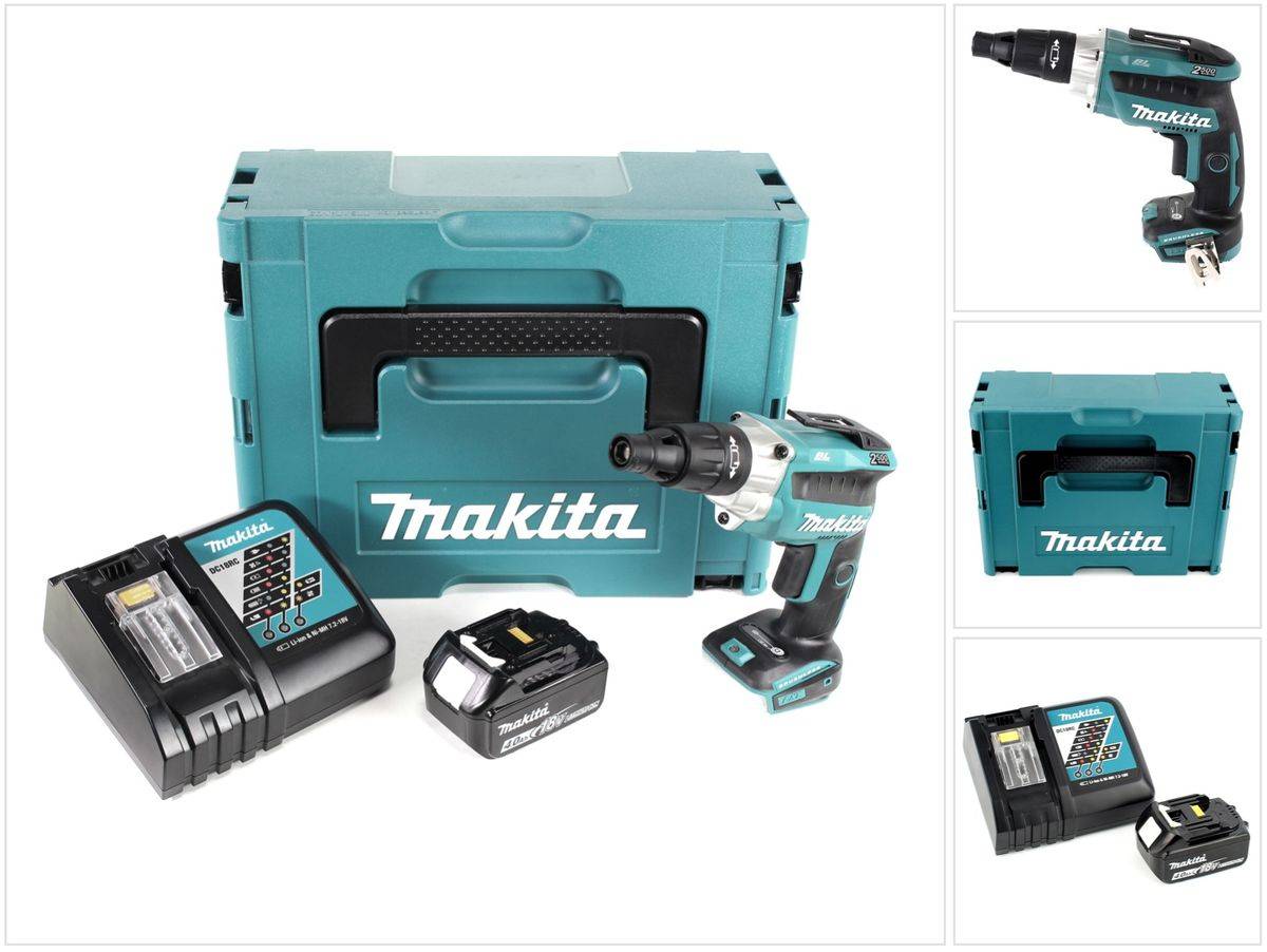 Makita DFS 251 RM1J 18 V Li-Ion Trockenbauschrauber Brushless im Makpac mit 1x BL1840 B 4,0 Ah Akku und DC18RC Ladegerät
