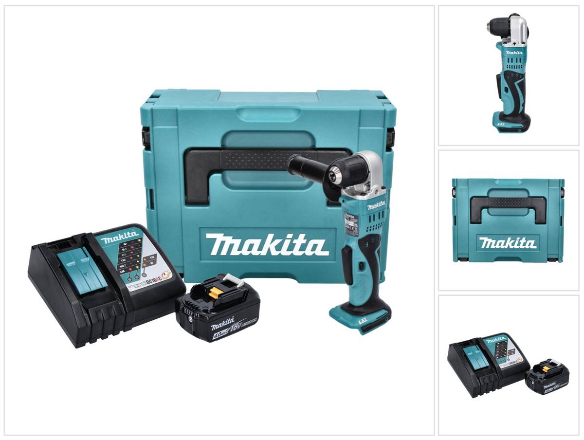 Makita DDA 351 RM1J Akku Winkelbohrmaschine 18 V 13,5 Nm + 1x Akku 4,0 Ah + Ladegerät + Makpac