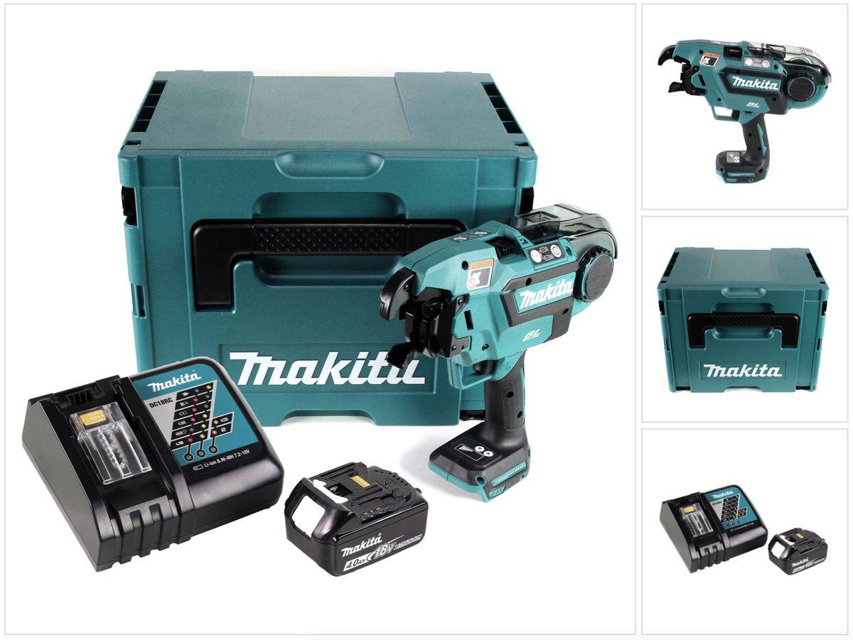 Makita DTR 180 RM1J Akku Bewehrungsverbinder 18V Brushless für 0,8mm Bindedraht im Makpac + 1x 4,0Ah Akku + Ladegerät