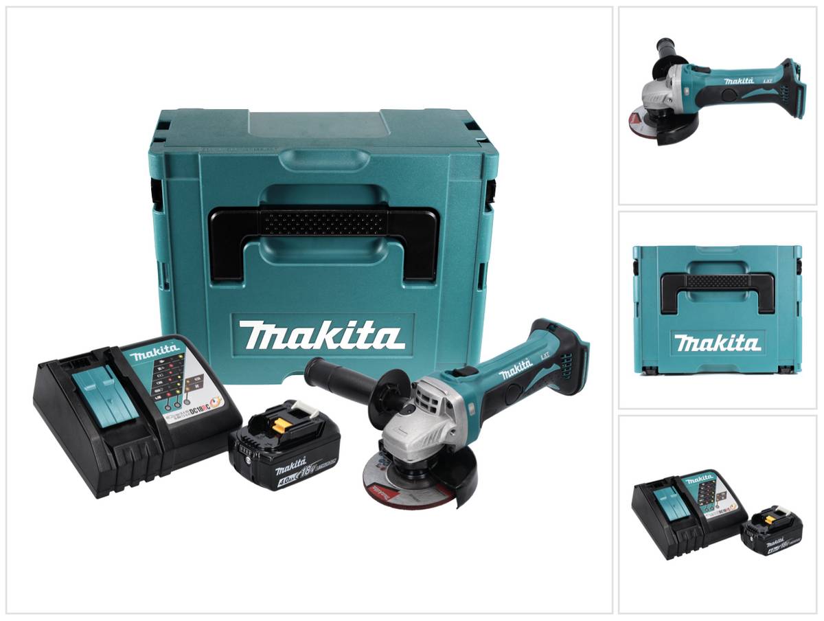 Makita DGA 452 RM1J Akku Winkelschleifer 18 V 115 mm + 1x Akku 4,0 Ah + Ladegerät + Makpac