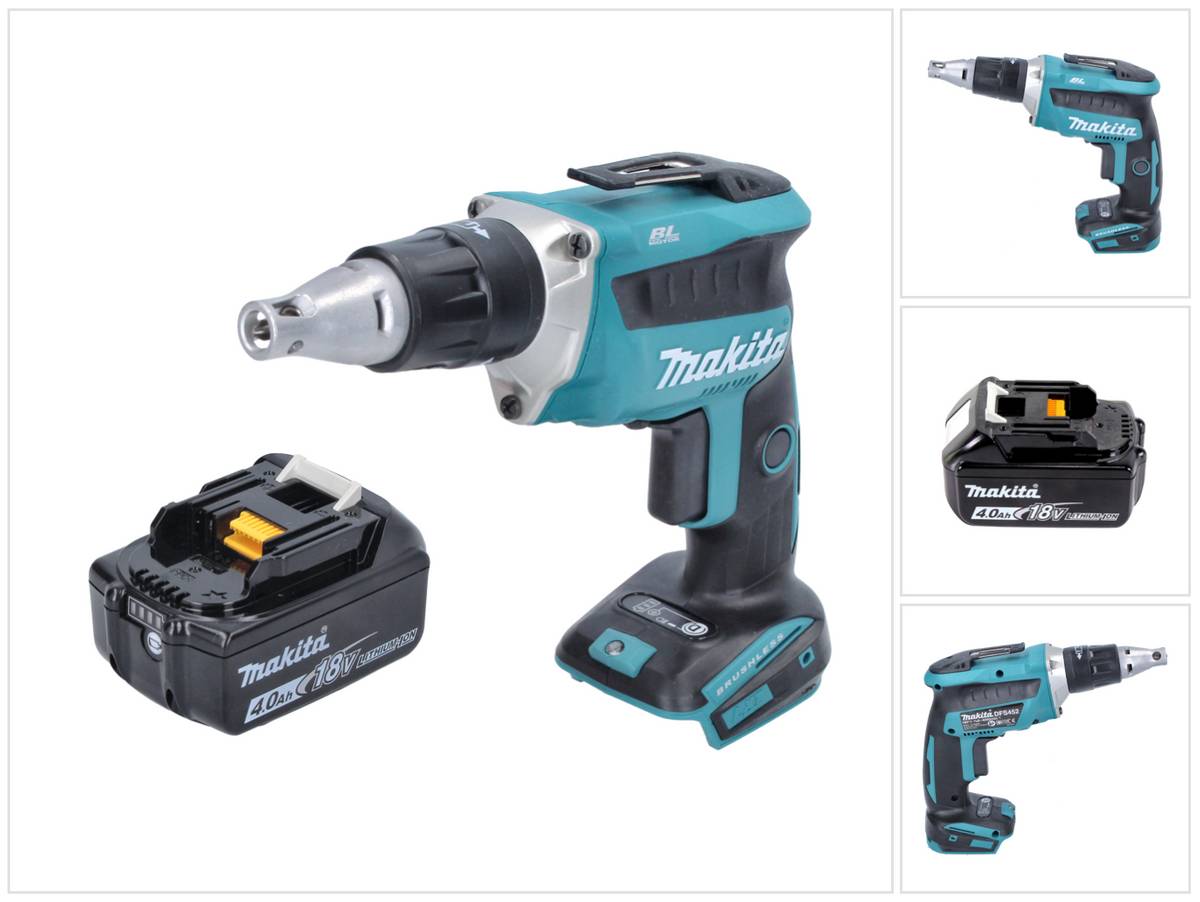 Makita DFS 452 M1 Akku Schnellbauschrauber 18 V Brushless + 1x Akku 4,0 Ah - ohne Ladegerät