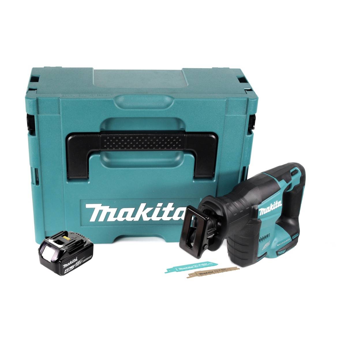 Makita DJR 188 M1J Akku Reciprosäge 18 V Brushless Säbelsäge im Makpac + 1x 4,0 Ah Akku - ohne Ladegerät
