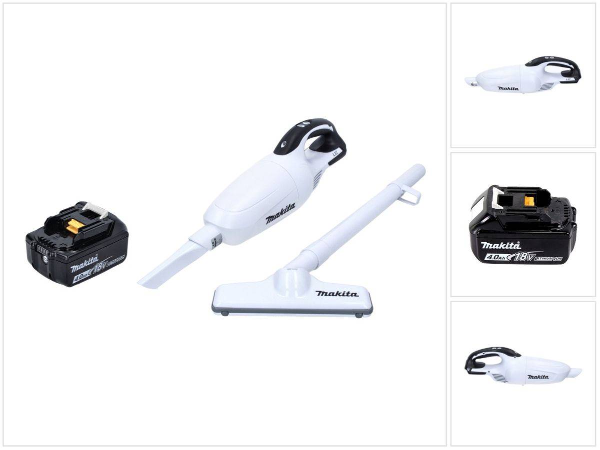 Makita DCL 181 FZ W Akku Staubsauger 18 V Weiß + 1x Akku 4,0 Ah - ohne Ladegerät