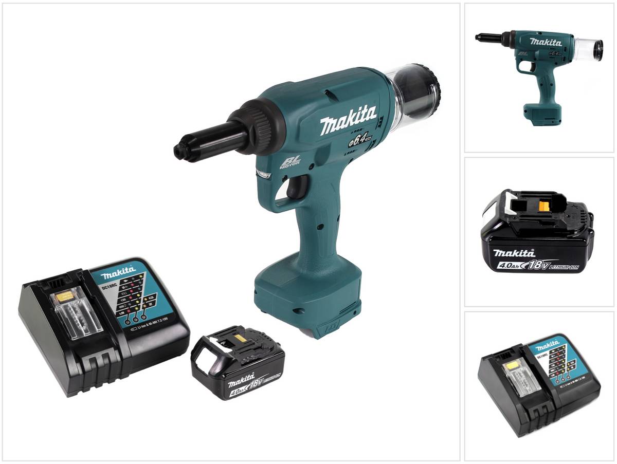 Makita DRV 250 RM1 Akku Blindnietsetzgerät 18V 20kN Brushless + 1x Akku 4,0Ah + Ladegerät