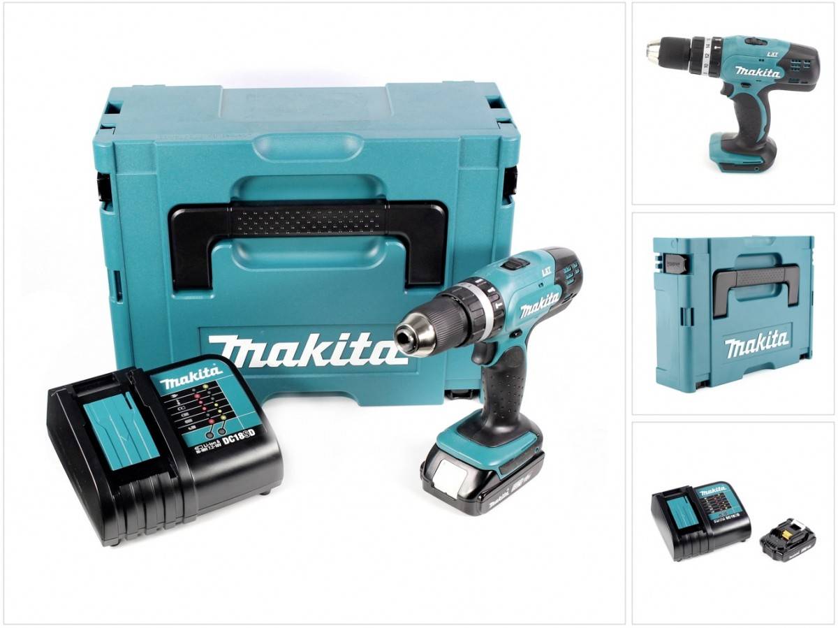 Makita DHP 453 SA1J Akku Schlagbohrschrauber 18 V 42 Nm + 1x Akku 2,0 Ah + Ladegerät + Makpac