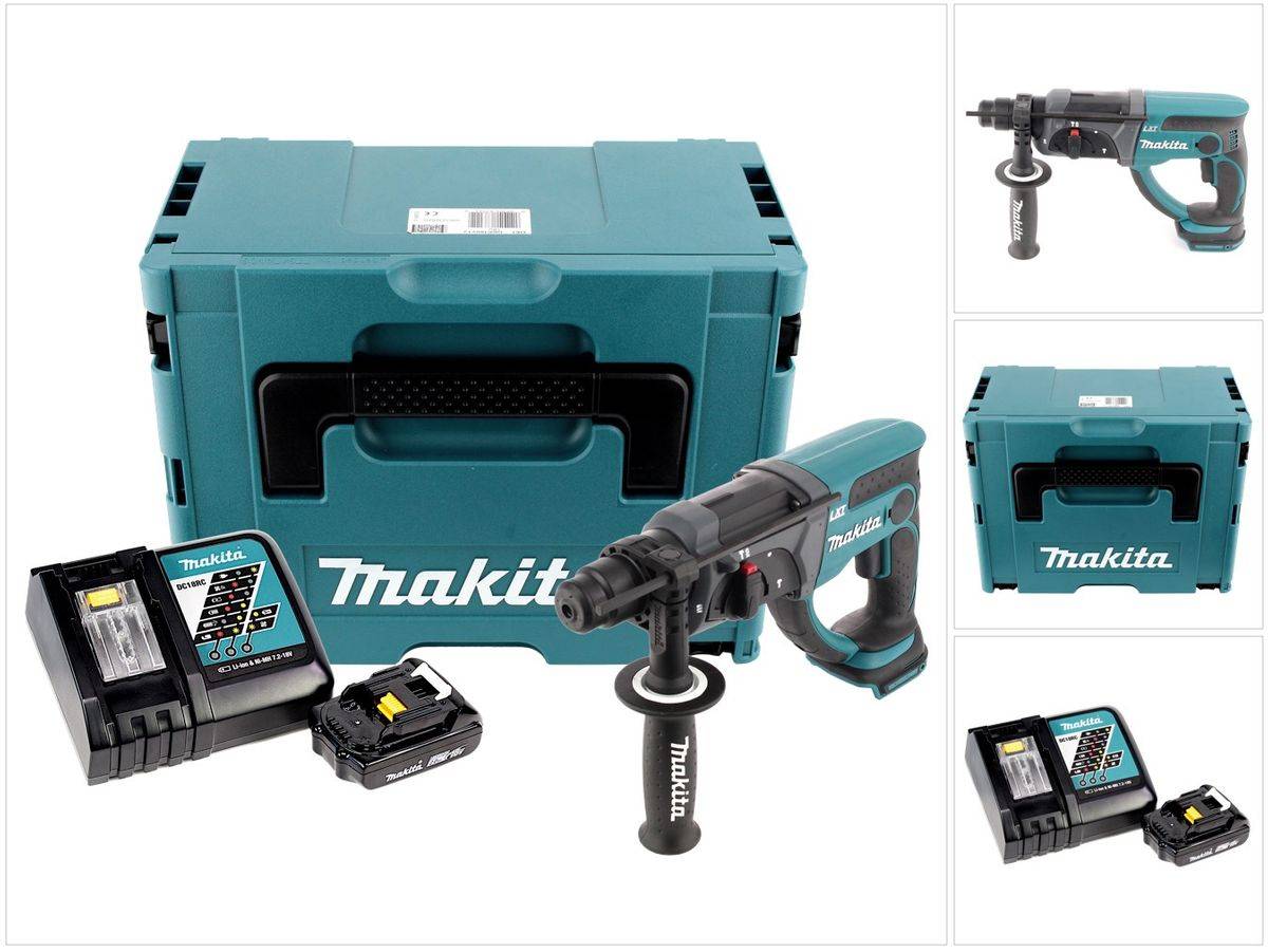 Makita DHR 202 RA1J Akku Kombihammer 18 V 2,0 J SDS Plus + 1x Akku 2,0 Ah + Ladegerät + Makpac