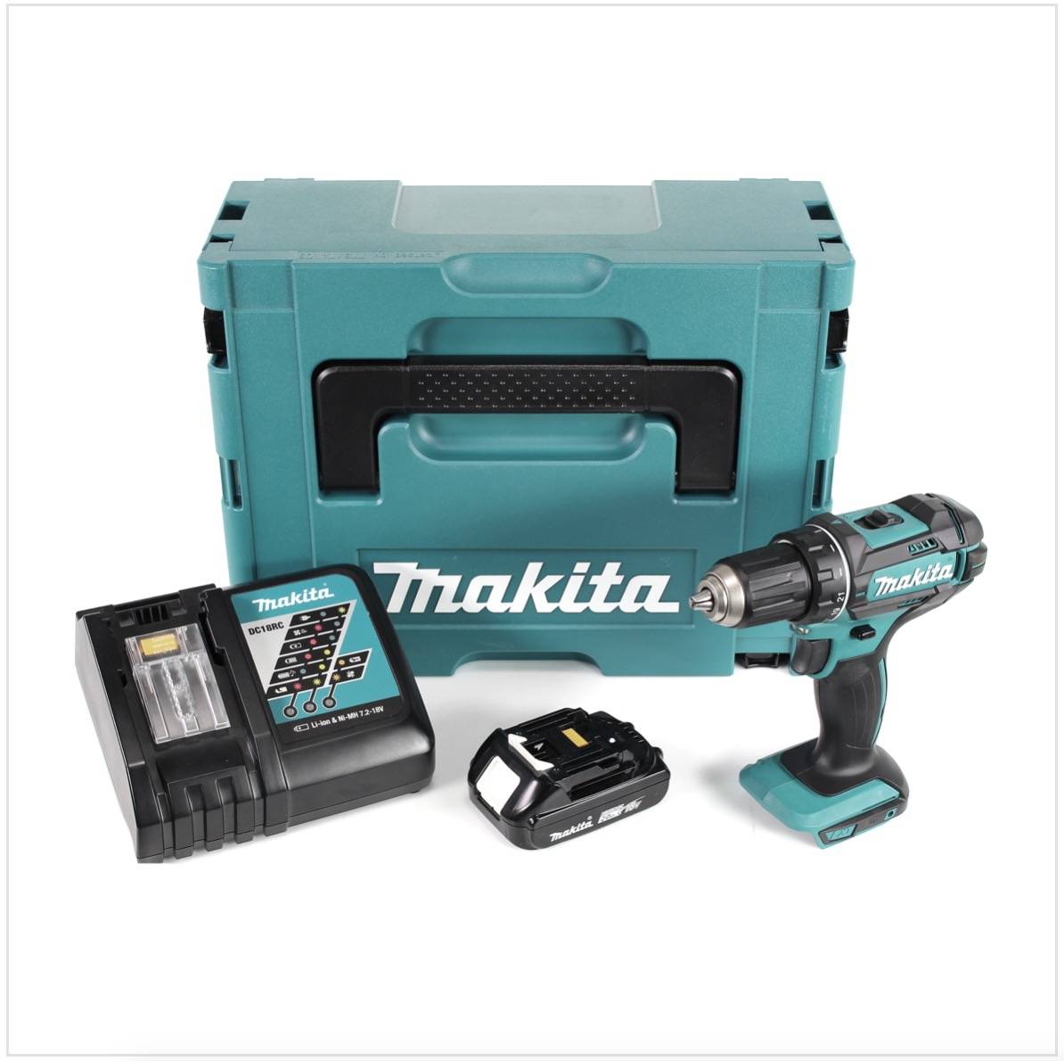 Makita DDF 482 RA1J Akku Bohrschrauber 18 V 62 Nm + 1x Akku 2,0 Ah + Ladegerät + Makpac